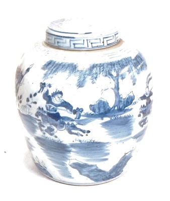 Lot 57 - A Chinese export blue and white glazed...
