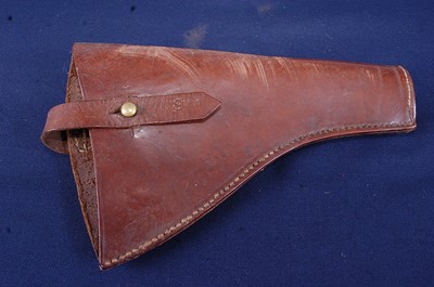 Lot 53 - A British Webley brown leather open top...