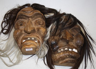 Lot 159 - A 20th century Swiss carved pine witch mask, h....
