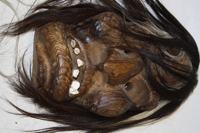 Lot 159 - A 20th century Swiss carved pine witch mask, h....