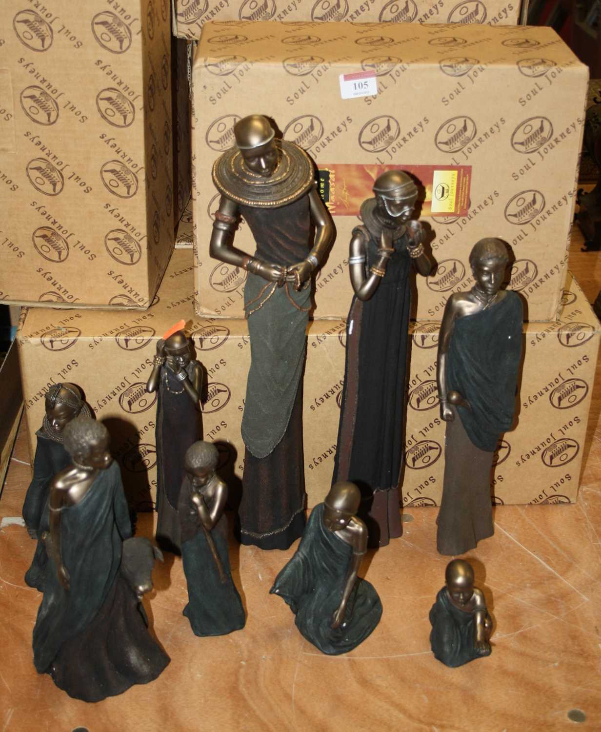 Lot 105 - A collection of Maasai Soul Journeys bronzed...