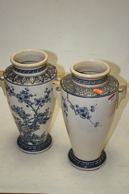 Lot 111 - A pair of 20th century Japanese pottery urns,...
