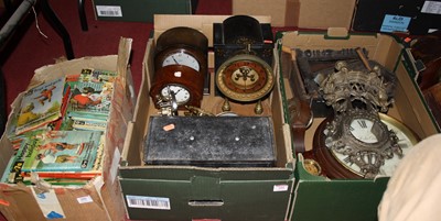 Lot 201 - A box of miscellaneous clock cases and mantel...