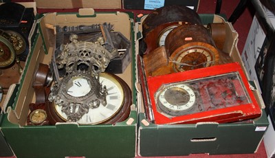 Lot 202 - Two boxes of miscellaneous clocks and clock...