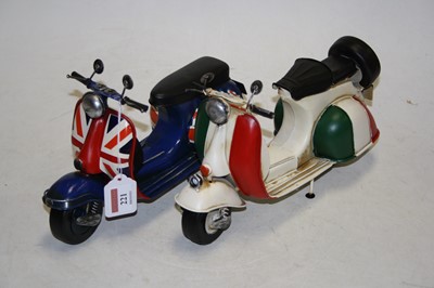 Lot 221 - A modern painted tin plate model of a Vespa...