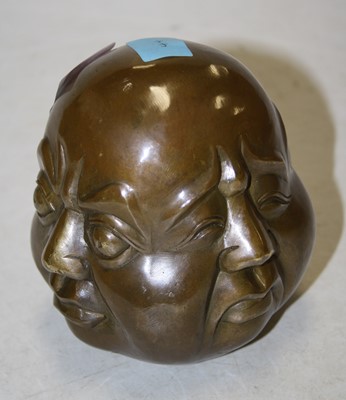 Lot 232 - A reproduction bronzed four faced buddha
