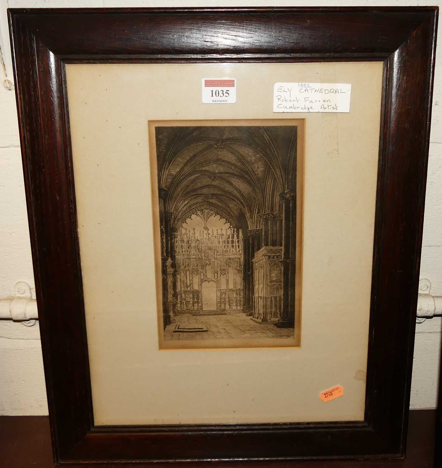 Lot 1035 - Robert Farren - Ely Cathedral, engraving,...