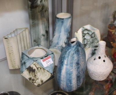Lot 241 - A Carn Pottery vase of slab sided oval form on...