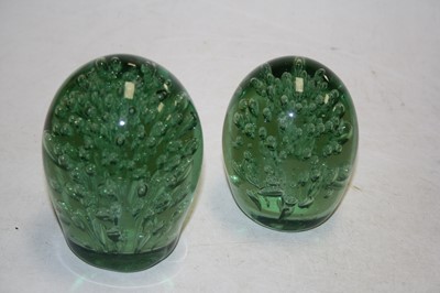 Lot 256 - A Victorian green glass end-of-day weight with...