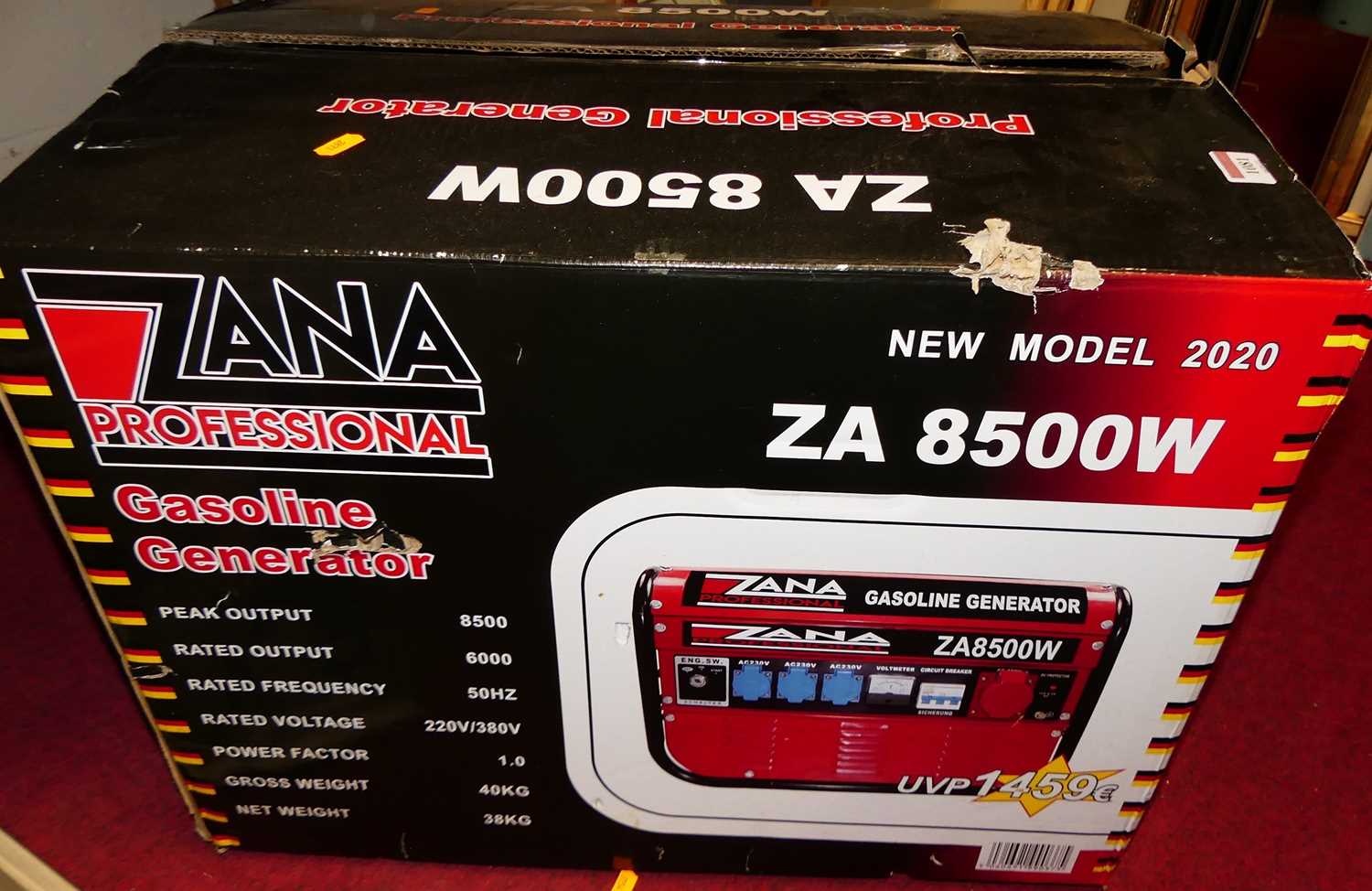 Lot 1081 - A Zana Professional ZA8500W gasoline generator,...