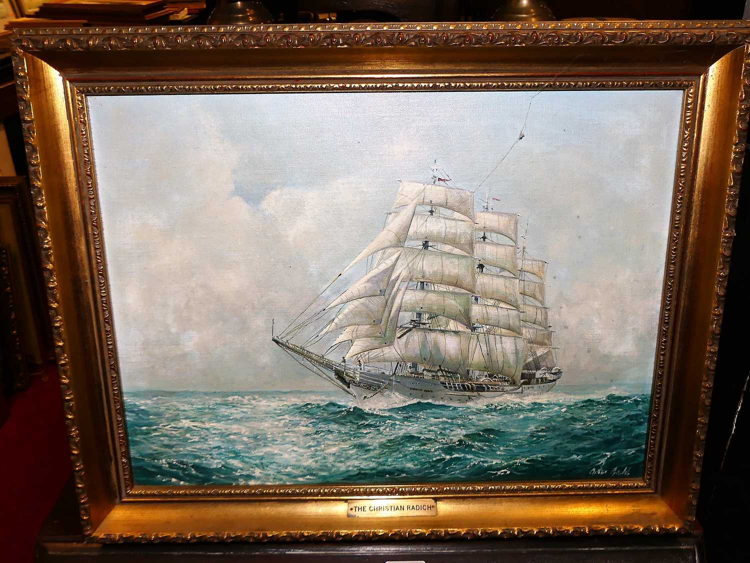 Lot 1101 - Arthur Gould - The Christian Radich, oil on...