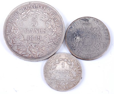 Lot 2197 - France, 1803/04 1 franc, obv; Napoleon bust...