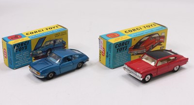 Lot 1945 - A Corgi Toys boxed saloon diecast group, two...