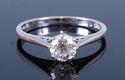 Lot 2702 - An 18ct white gold diamond solitaire ring, the...