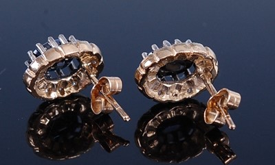 Lot 2705 - A pair of contemporary 9ct gold sapphire and...