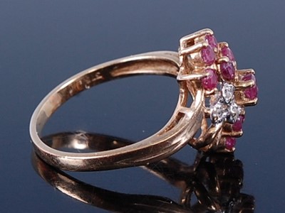 Lot 2708 - A modern 9ct gold ruby and diamond cocktail...