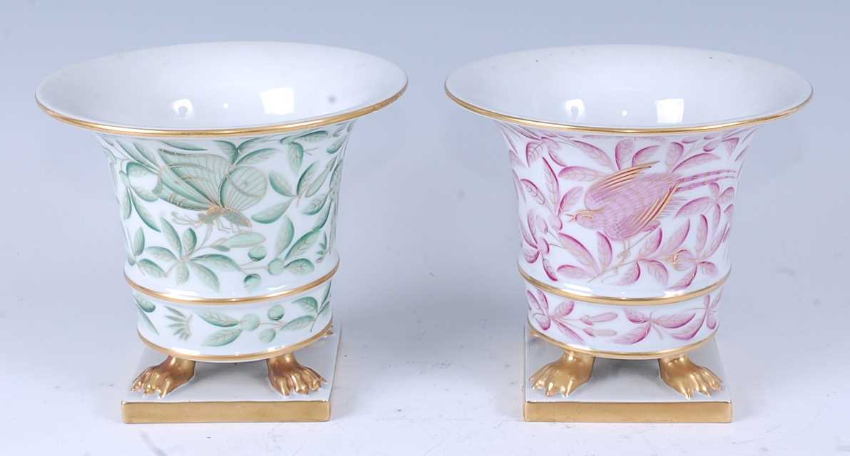 Lot 2062 - A pair of Herend porcelain vases, each of...