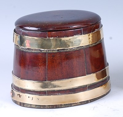 Lot 2409 - A 19th century coopered mahogany box, possibly...