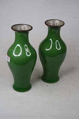 Lot 209 - A pair of Chinese green ground crackle glaze...
