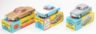 Lot 1998 - A Corgi Toys boxed saloon diecast group, three...