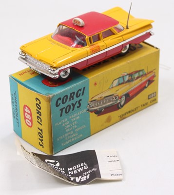 Lot 2014 - A Corgi Toys No. 480 Chevrolet Taxi Cab...