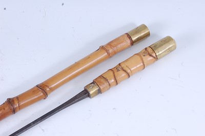 Lot 196 - A 19th century bamboo sword stick, having a...