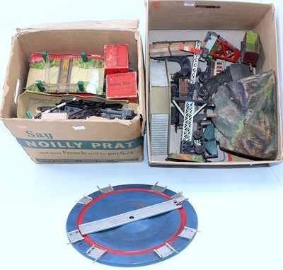 Lot 229 - Two large boxes: One contains Hornby clockwork...
