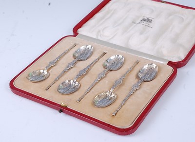 Lot 2148 - A cased set of six early 20th century silver...