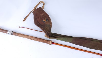 Lot 350 - A Hardy split cane 8' two piece spinning rod...