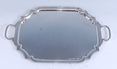 Lot 2151 - A late 20th century silver twin-handled tray,...