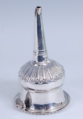 Lot 2271 - A late George III silver two-piece wine funnel,...