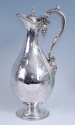 Lot 2264 - A Victorian silver wine jug, of baluster form...