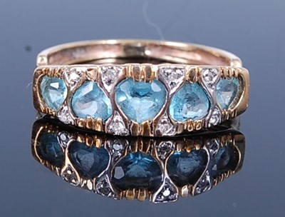 Lot 2719 - A 9ct yellow and white gold aquamarine and...