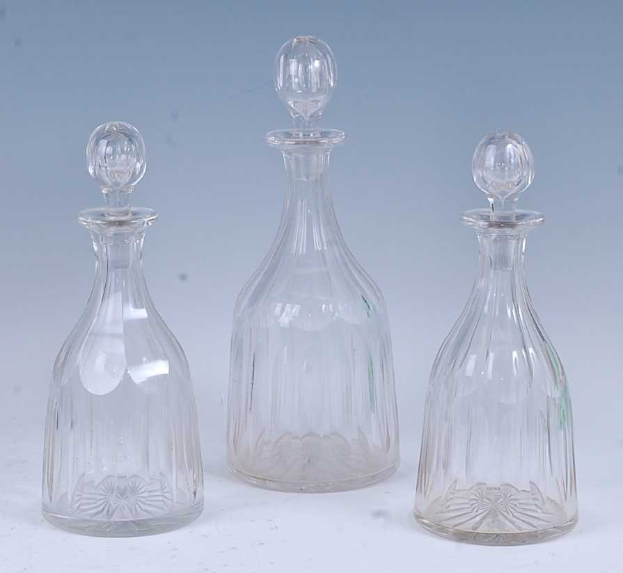 Lot 2204 - A circa 1830 cut glass mallet decanter and...
