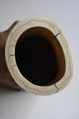 Lot 2463 - A Japanese Meiji period carved ivory brush pot,...