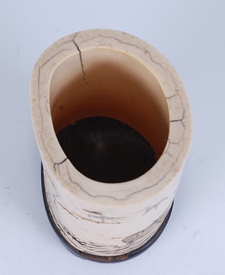 Lot 2463 - A Japanese Meiji period carved ivory brush pot,...