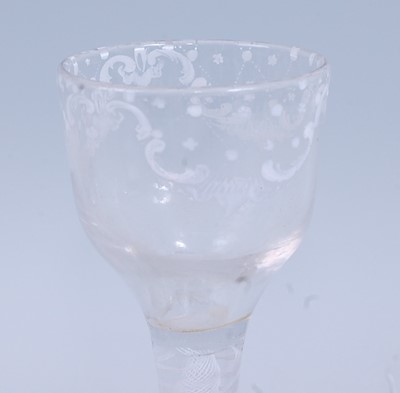 Lot 2250 - * A circa 1770 wine glass, the ogee bowl with...