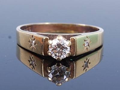 Lot 2728 - A yellow metal diamond single stone ring,...