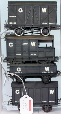 Lot 240 - Four kit built o gauge GW wagons, exhibition...