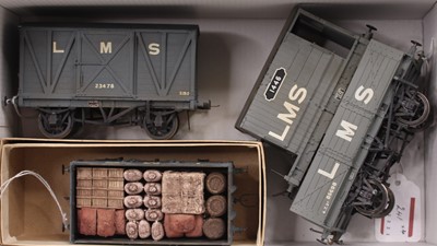 Lot 241 - Four kit built o gauge LMS wagons, exhibition...