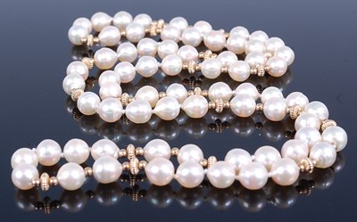 Lot 2690 - A contemporary cultured pearl and yellow metal...