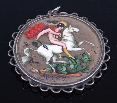 Lot 2691 - An 1887 silver crown later enamel decorated...