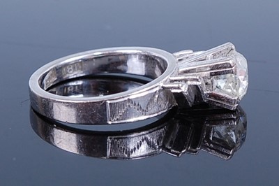 Lot 2746 - A white metal diamond single stone ring,...
