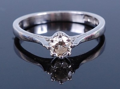 Lot 2763 - An 18ct white gold diamond solitaire ring,...