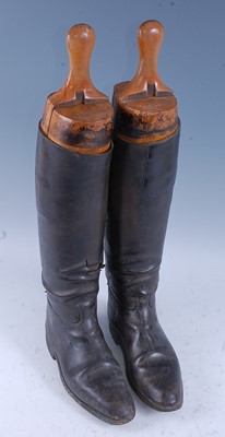 Lot 277 - A pair of black leather calf length riding...
