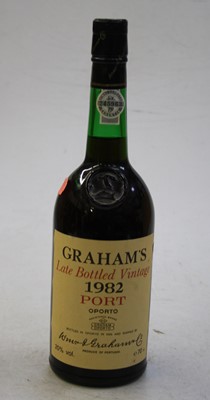 Lot 1307 - Graham's late bottled vintage port, 1982, one...