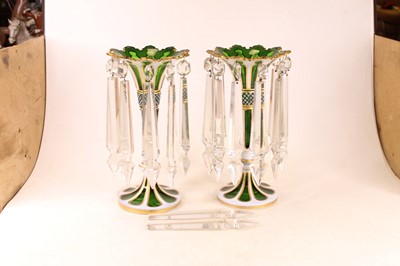 Lot 7 - A pair of late 19th century Bohemian green...