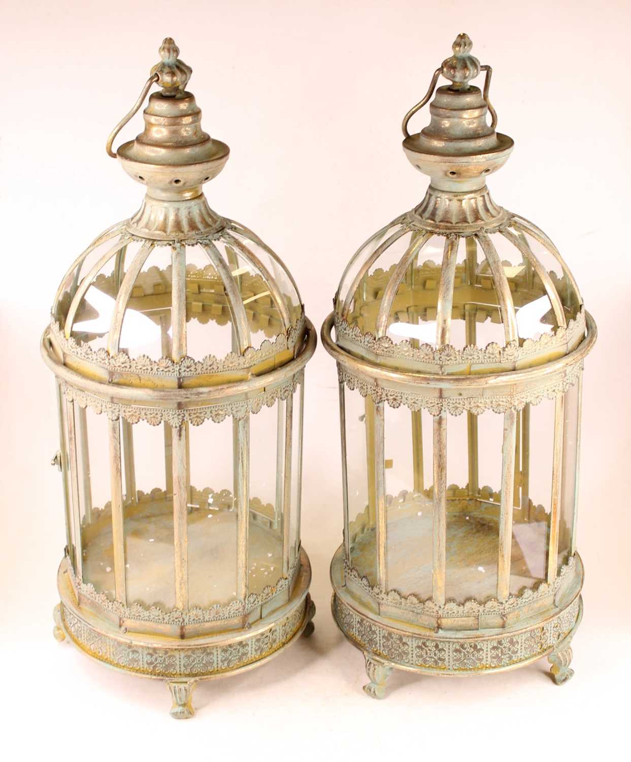 Lot 17 - A pair of modern painted metal outside hanging...