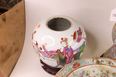 Lot 22 - A large Chinese export Gu shaped vase, enamel...