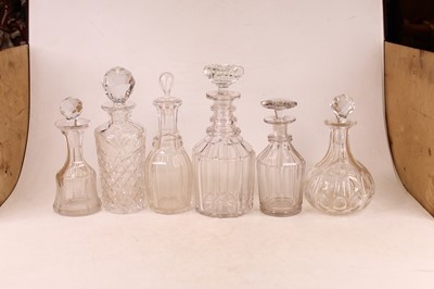 Lot 30 - A 19th century cut glass decanter, having a...